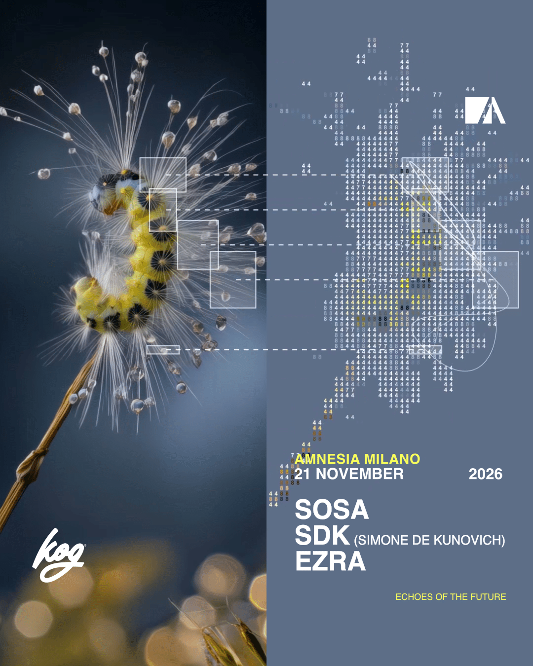 SOSA, SDK (Simone de Kunovich) ed Ezra all&rsquo;Amnesia Milano il 21 novembre 2026, in collaborazione con Keep On Groovin&rsquo;