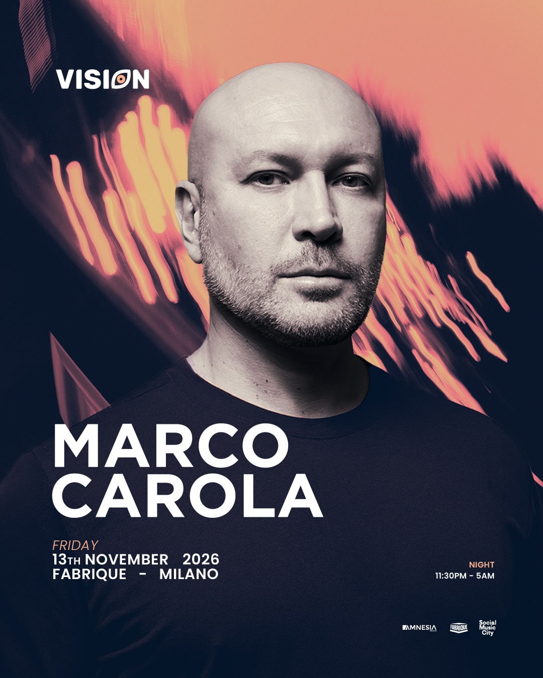 VISION con Marco Carola al Fabrique Milano il 13 novembre 2026